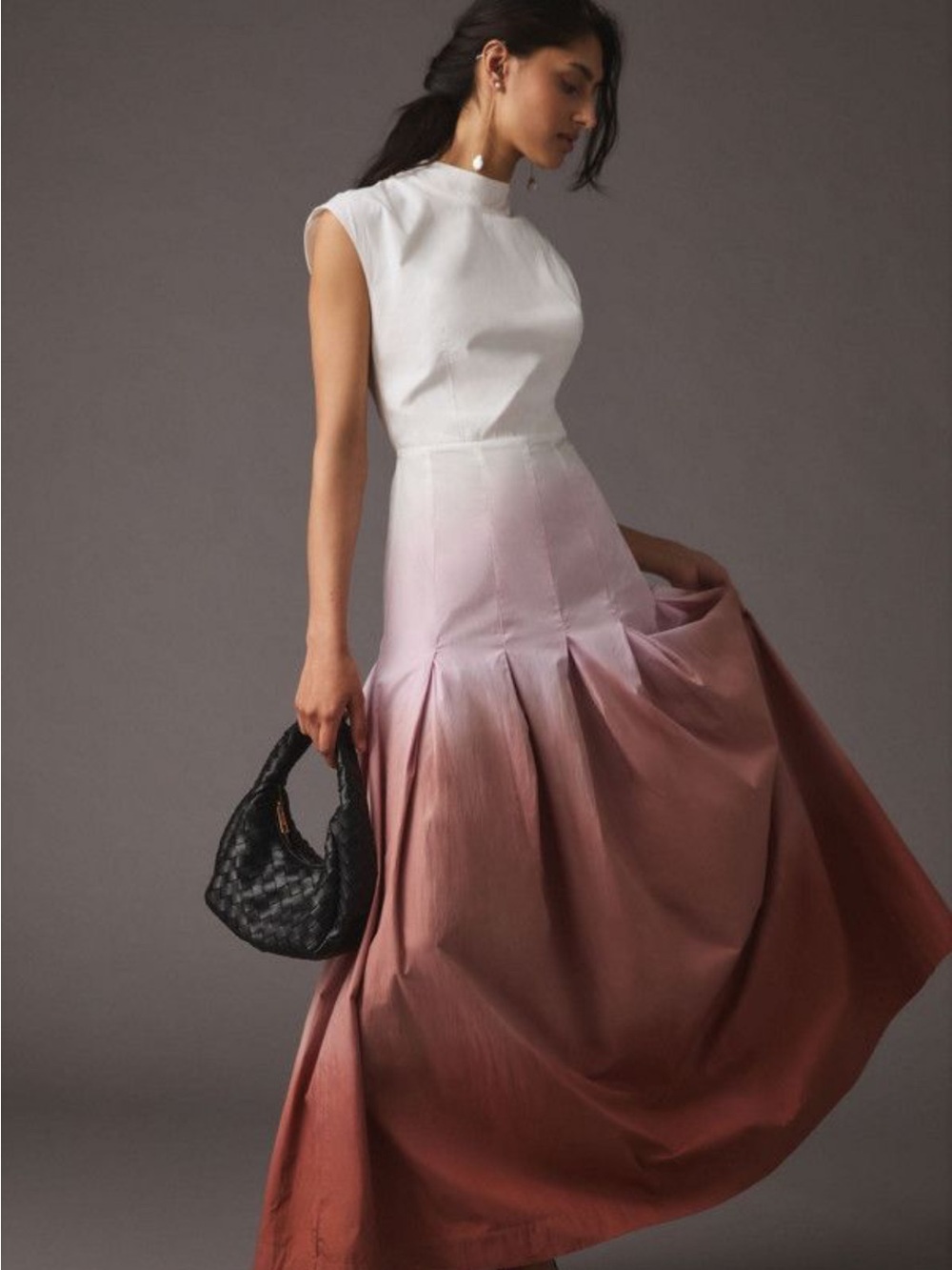 S/W/F Anthropologie Ombre Pink-to-White Maxi Dress